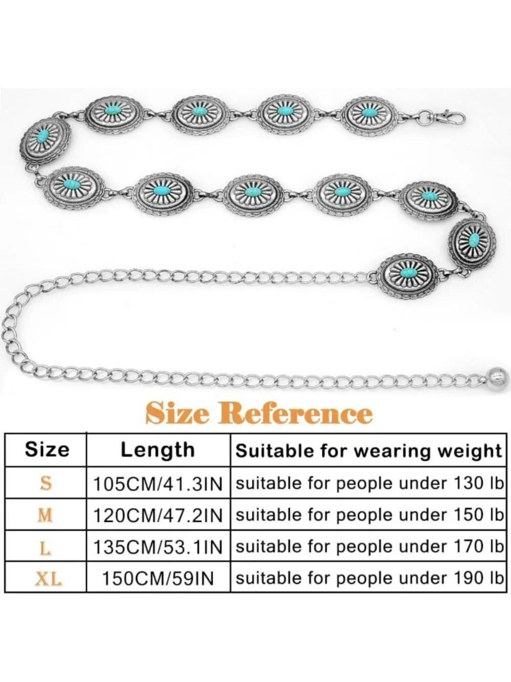 Stylish Western Cowgirl Metal Concho Chain Belt for Women - Trendy Waist